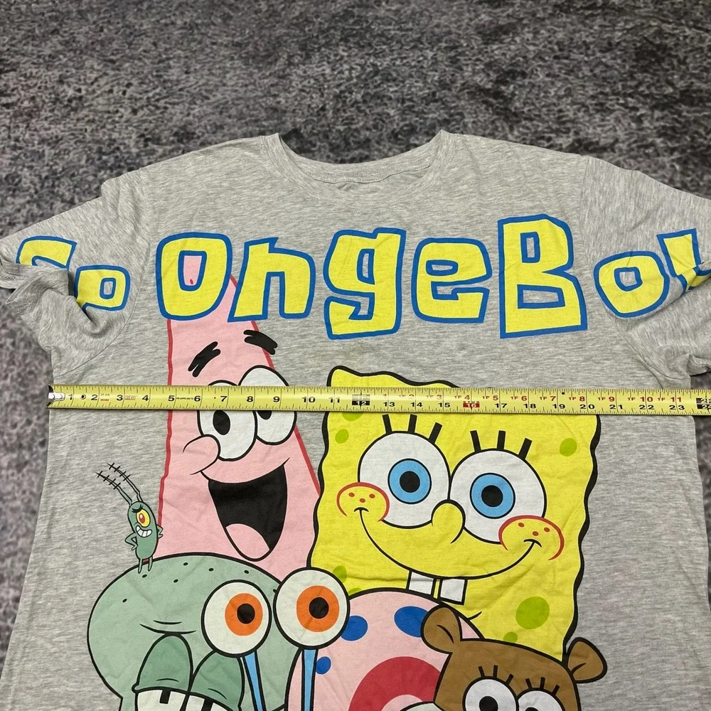 Spongebob Nickelodeon T‎ Shirt Mens Large Gray Patrick Star Squidward Graphic